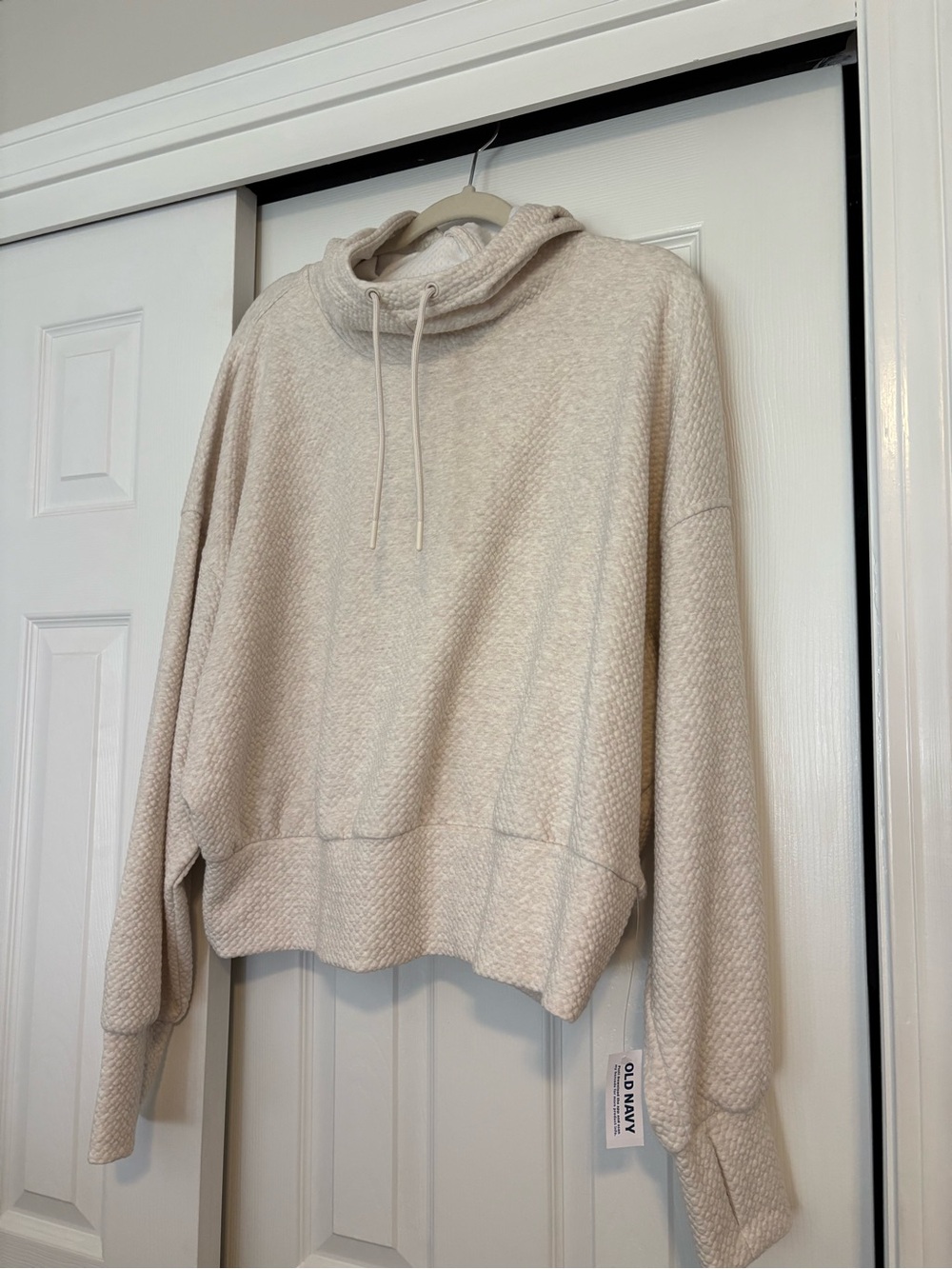 Old Navy Cream Textured Cowl-Neck Pullover